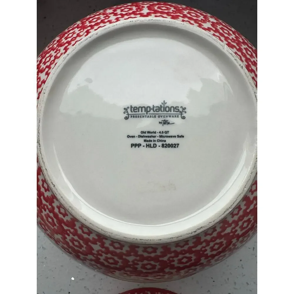 Set of 4 Temptations by Tara Old World Serving Bowls. 1.5, 2.0, 3.75 and 4.5 Qt